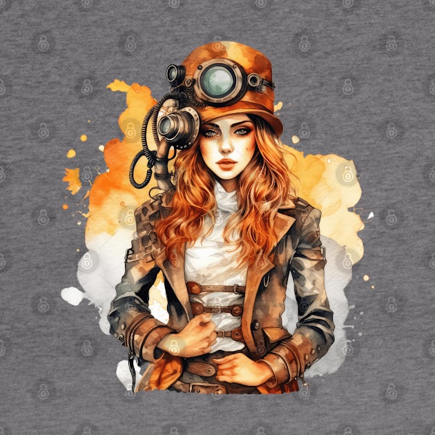 Watercolor Steampunk Girl #5 by Chromatic Fusion Studio